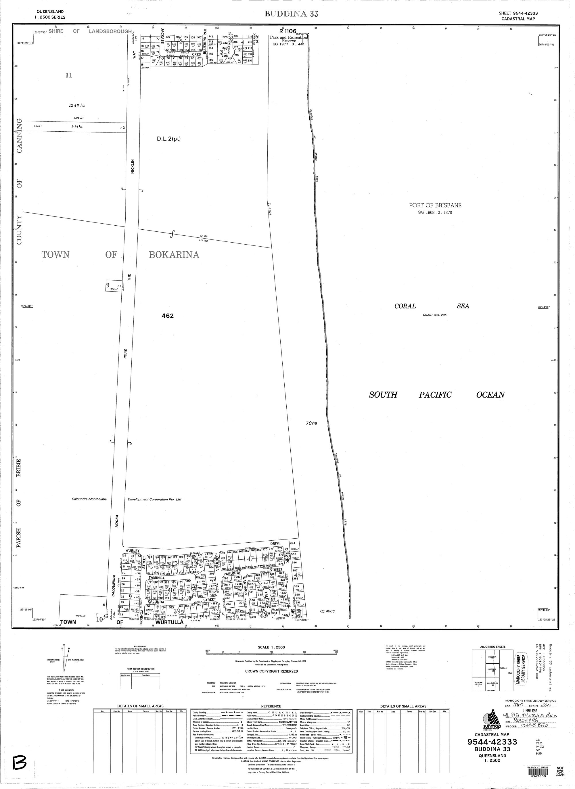 Buddina Cadastral Map February 1982