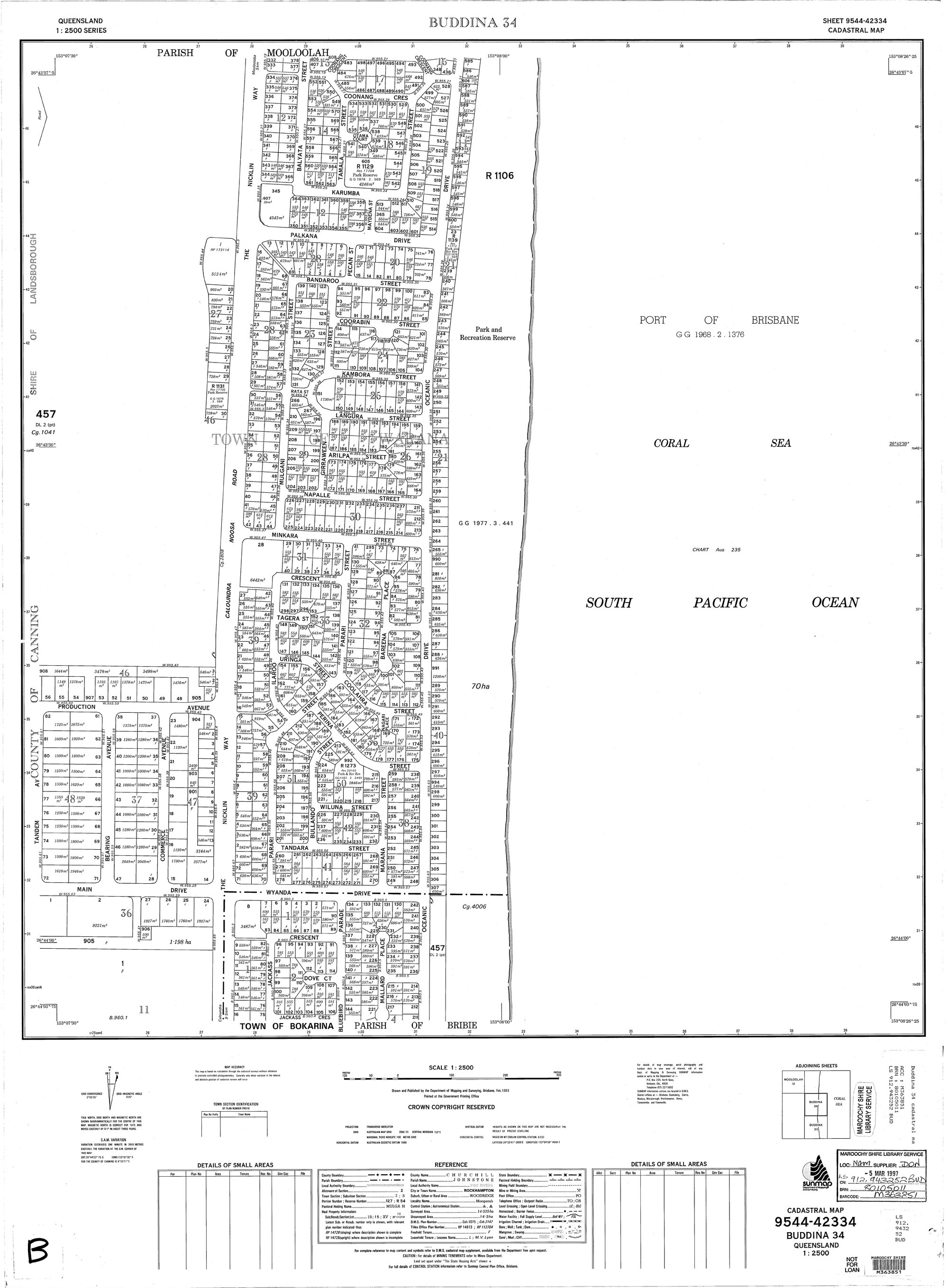 Buddina Cadastral Map February 1983