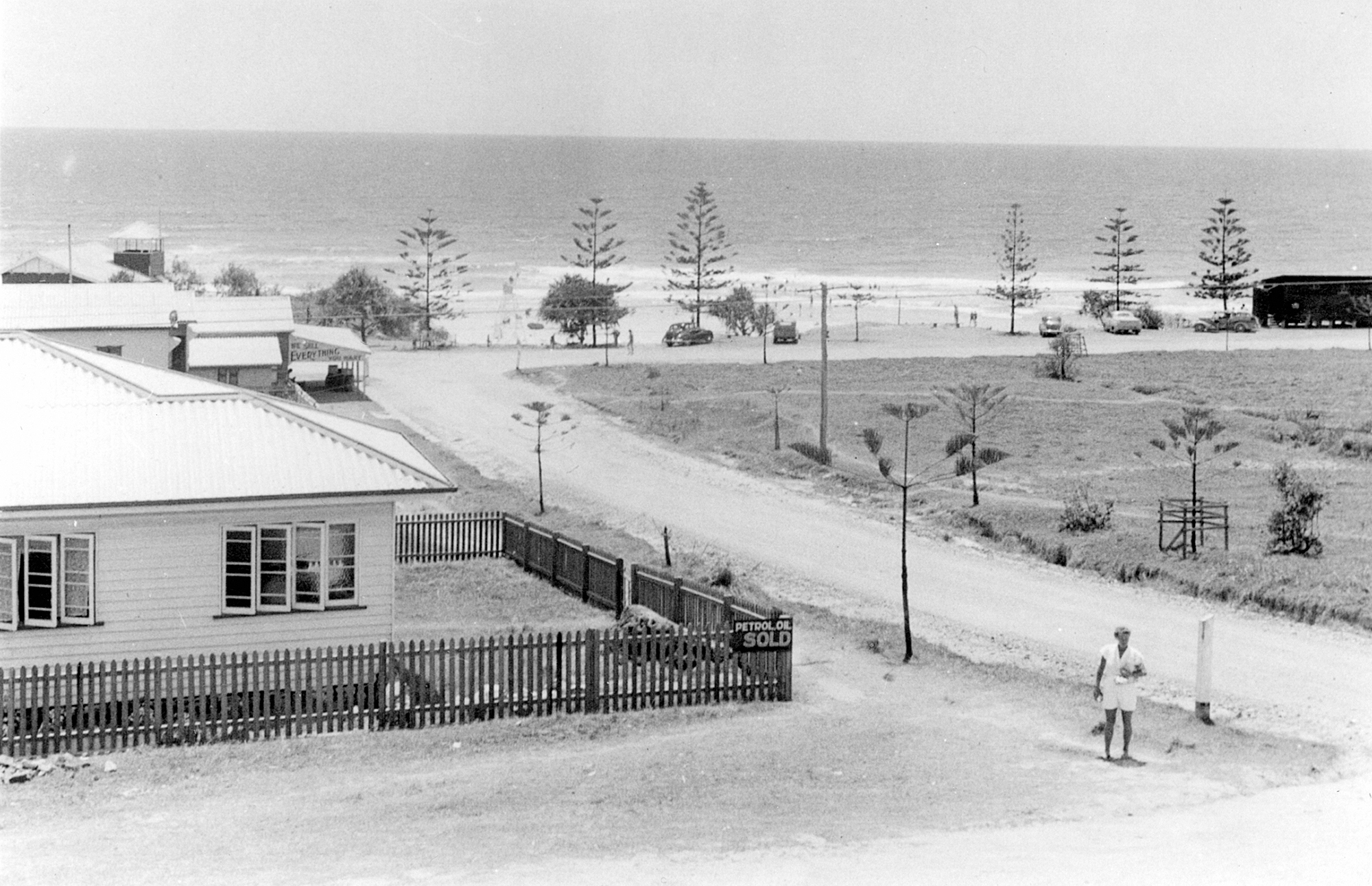 Coolum Esplanade and Beach Road intersection, Coolum Beach,1956