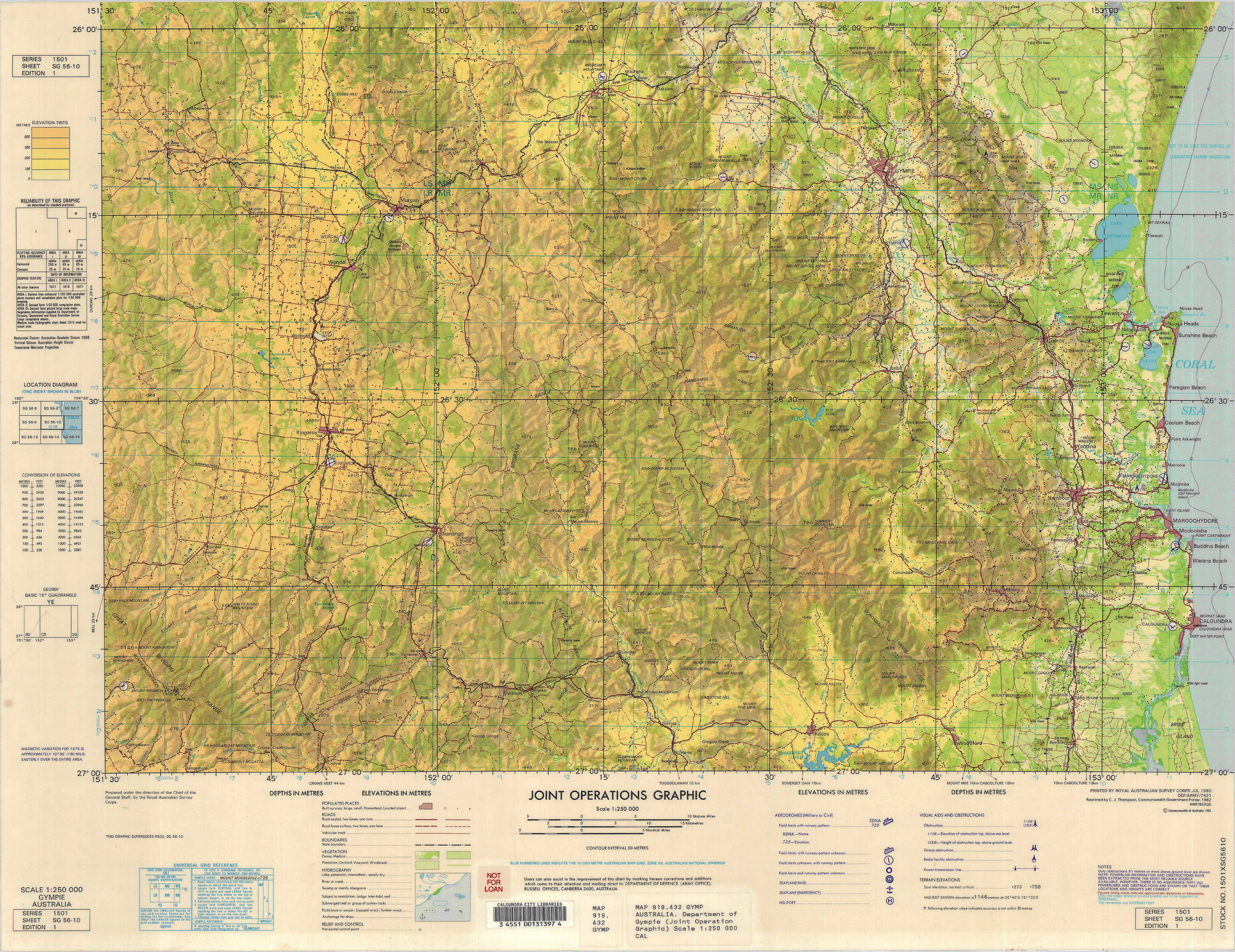 Topographical map of the Sunshine Coast, Noosa and Gympie