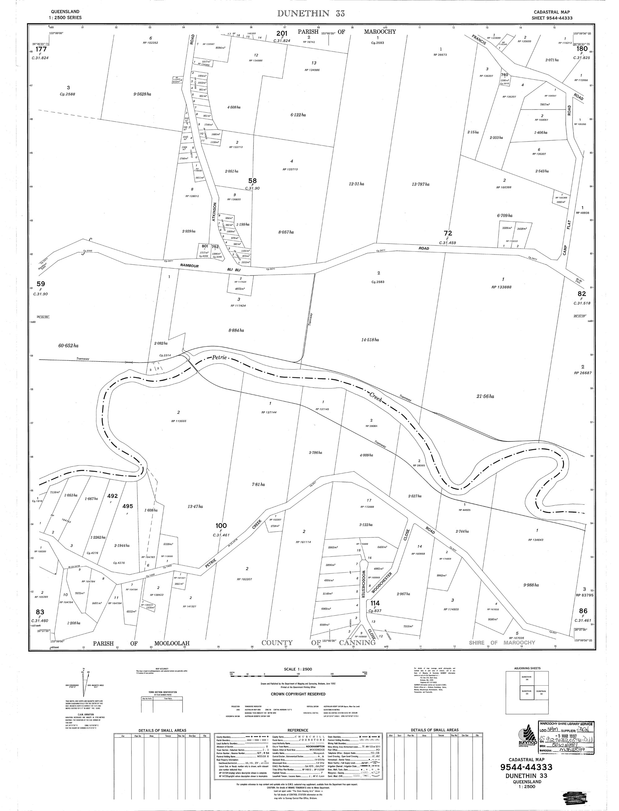 Dunethin Cadastral Map June 1982