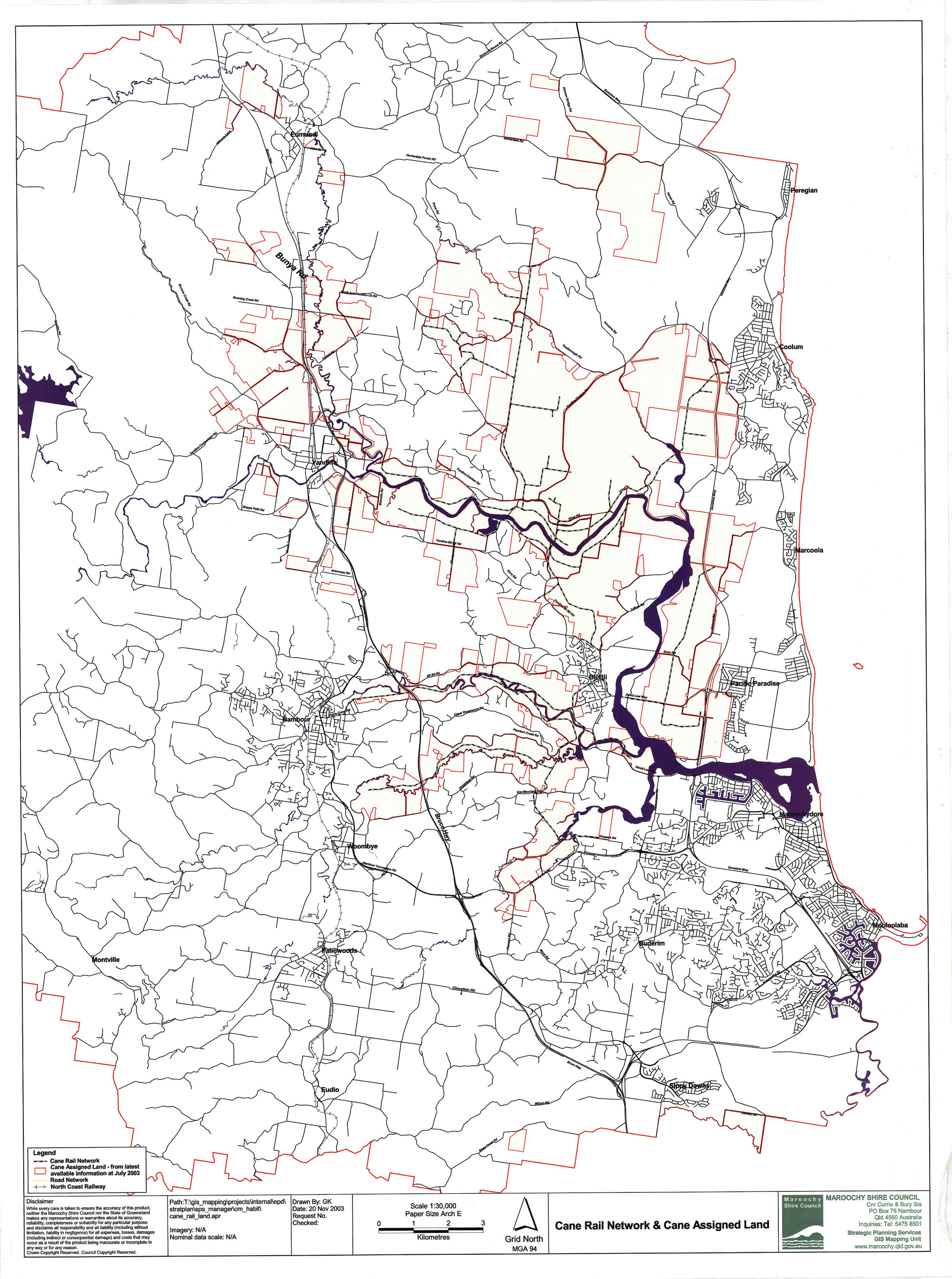 Cane Rail Network &amp; Cane Assigned Land line map
