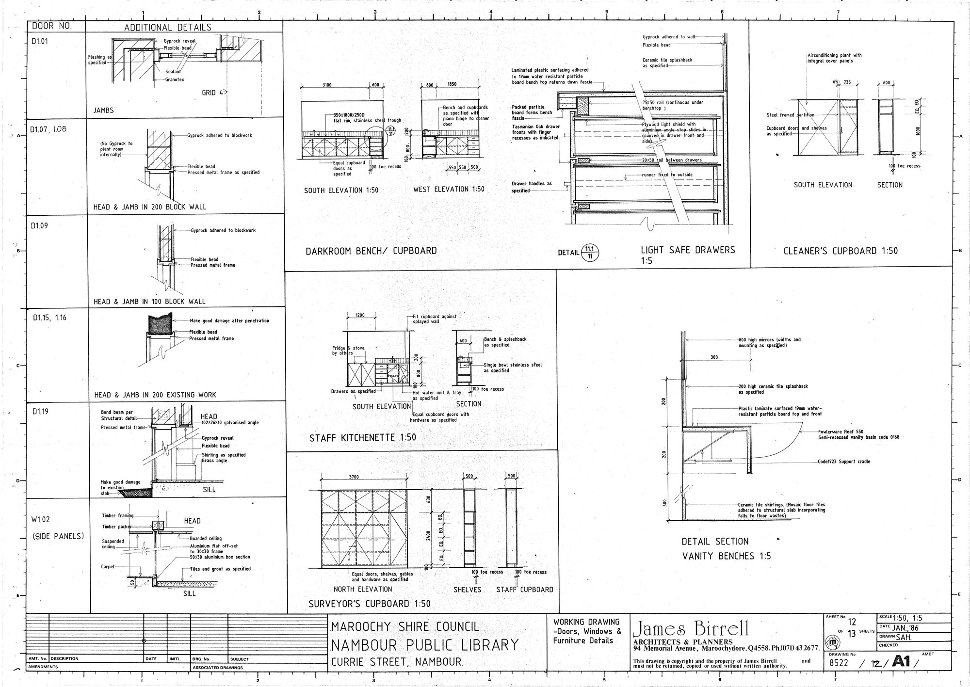 Nambour Public Library - Working Drawing - Doors, Windows &amp; Furniture Details