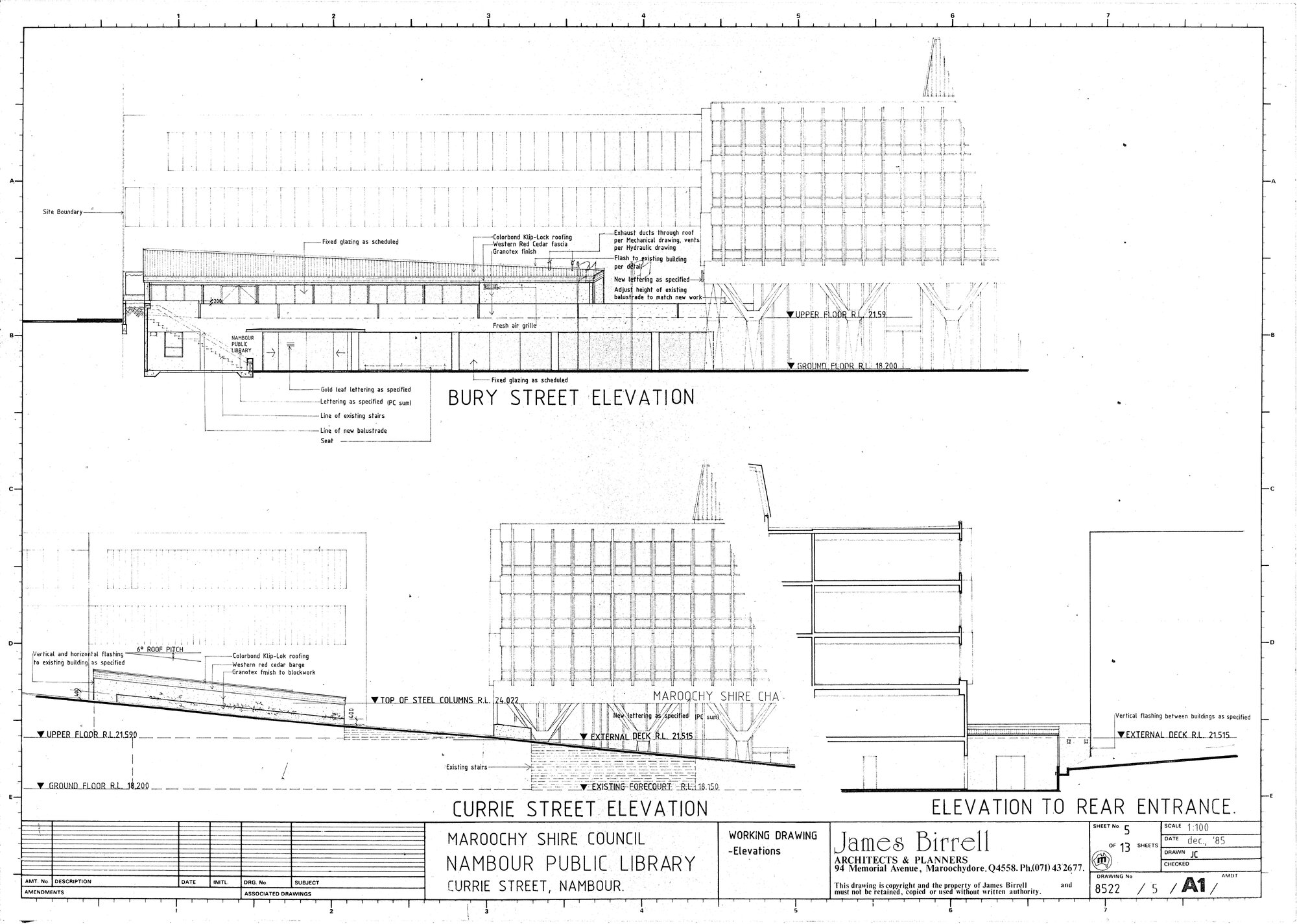Nambour Public Library Working Drawing - Elevations