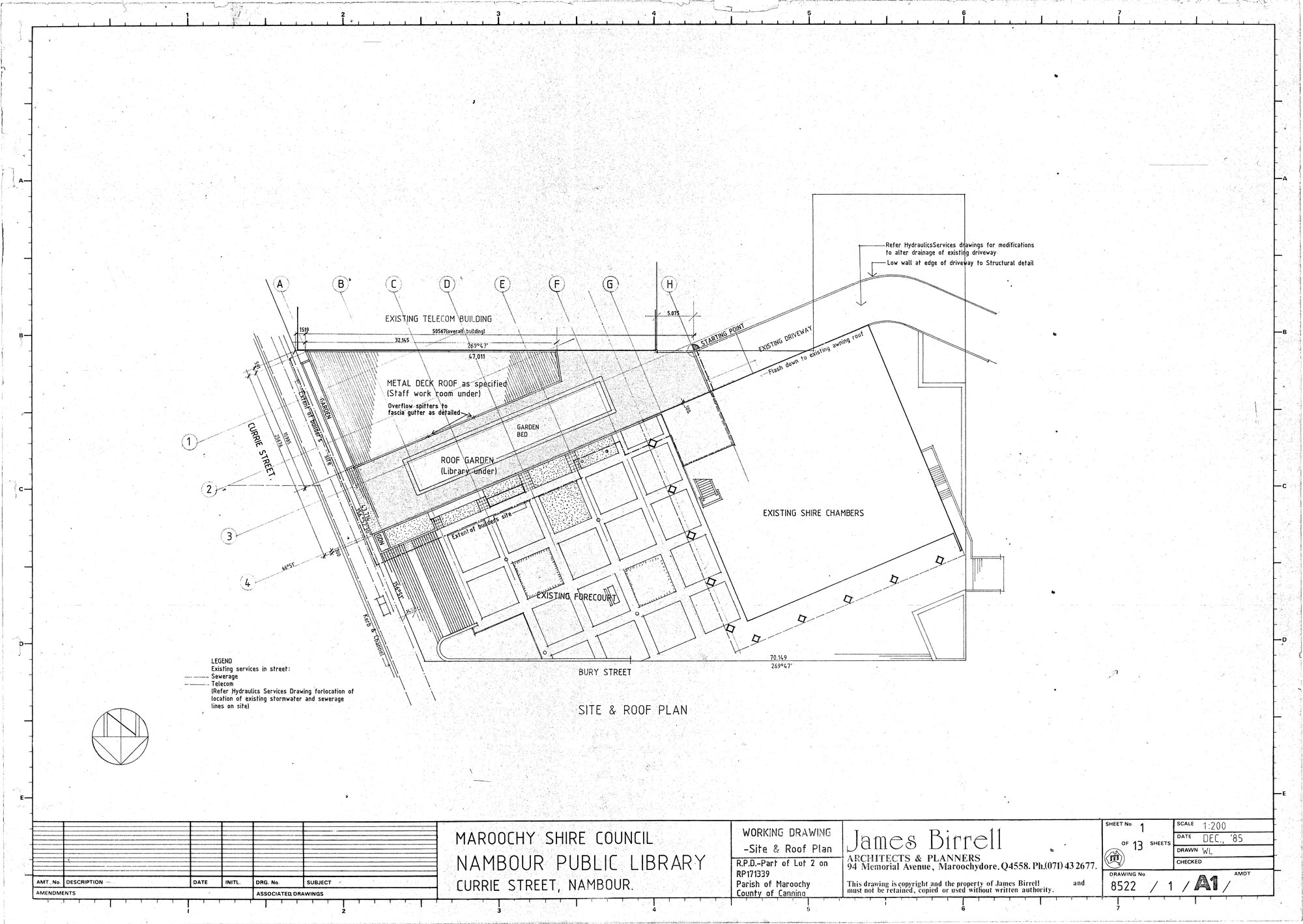 Nambour Public Library - Working Drawing - Site &amp; Roof Plan