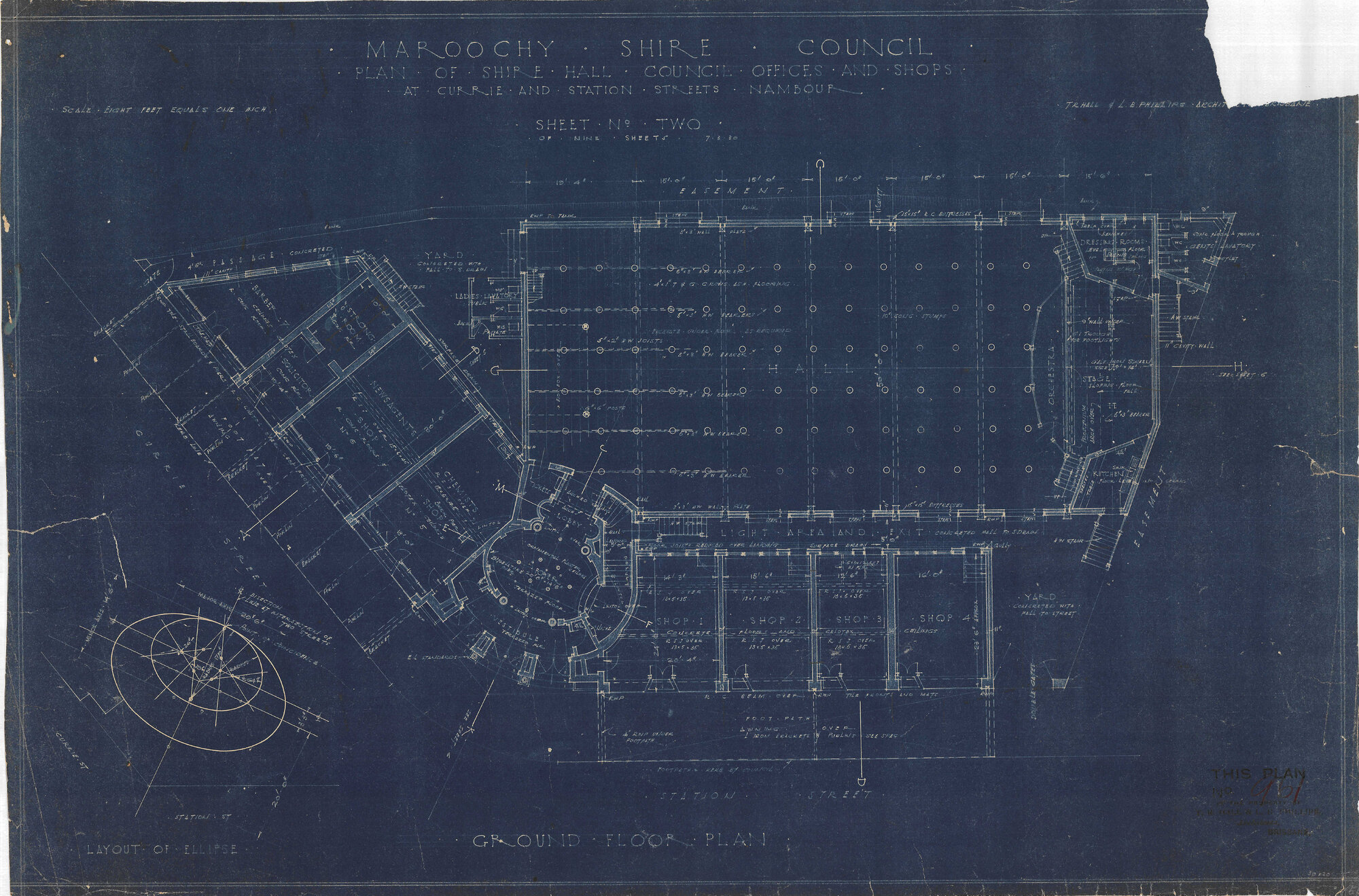 Maroochy Shire Council - Plan of Shire, Hall, Council, Offices and Shops - Ground Floor Plan