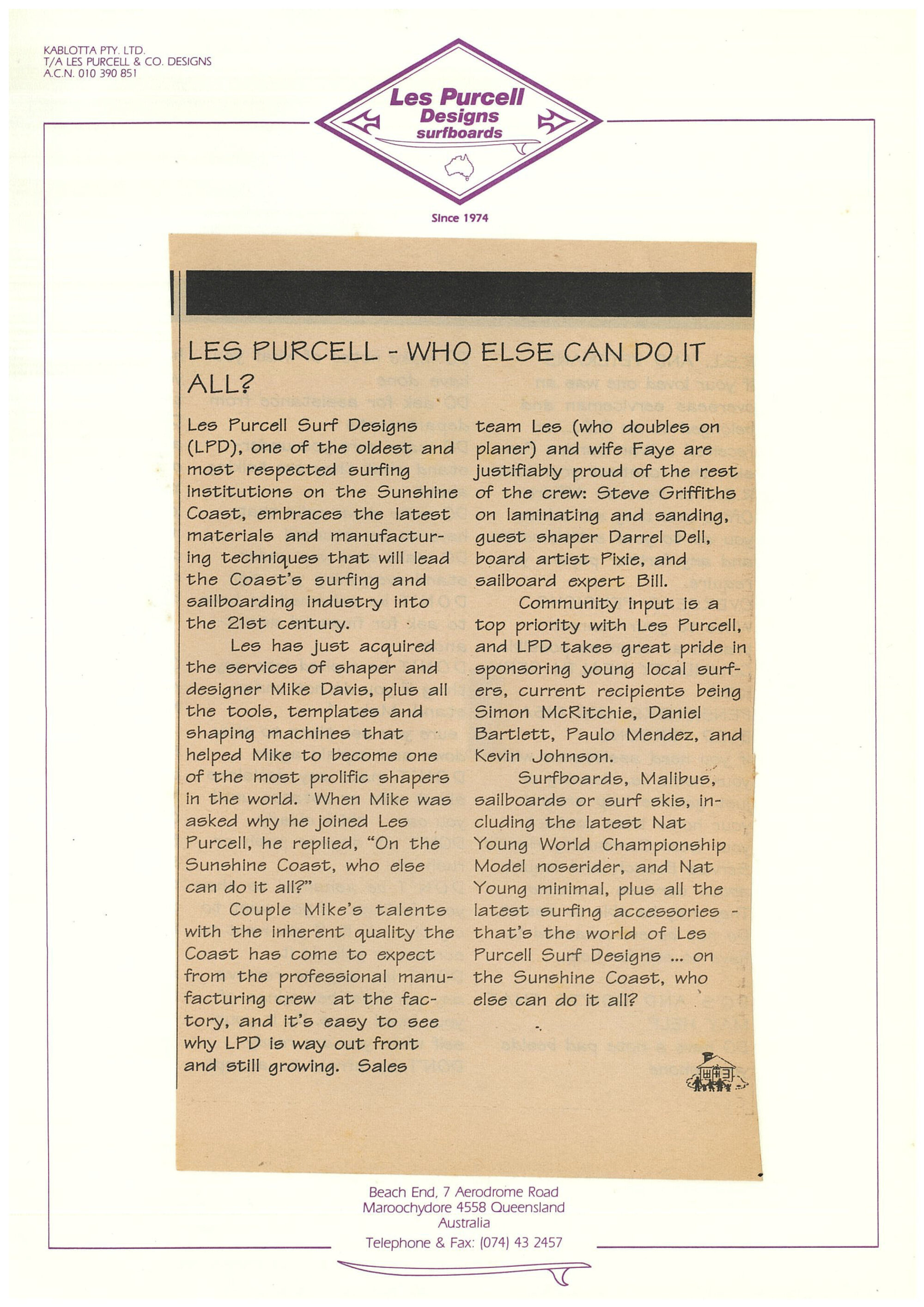 Les Purcell - Who else can do it all