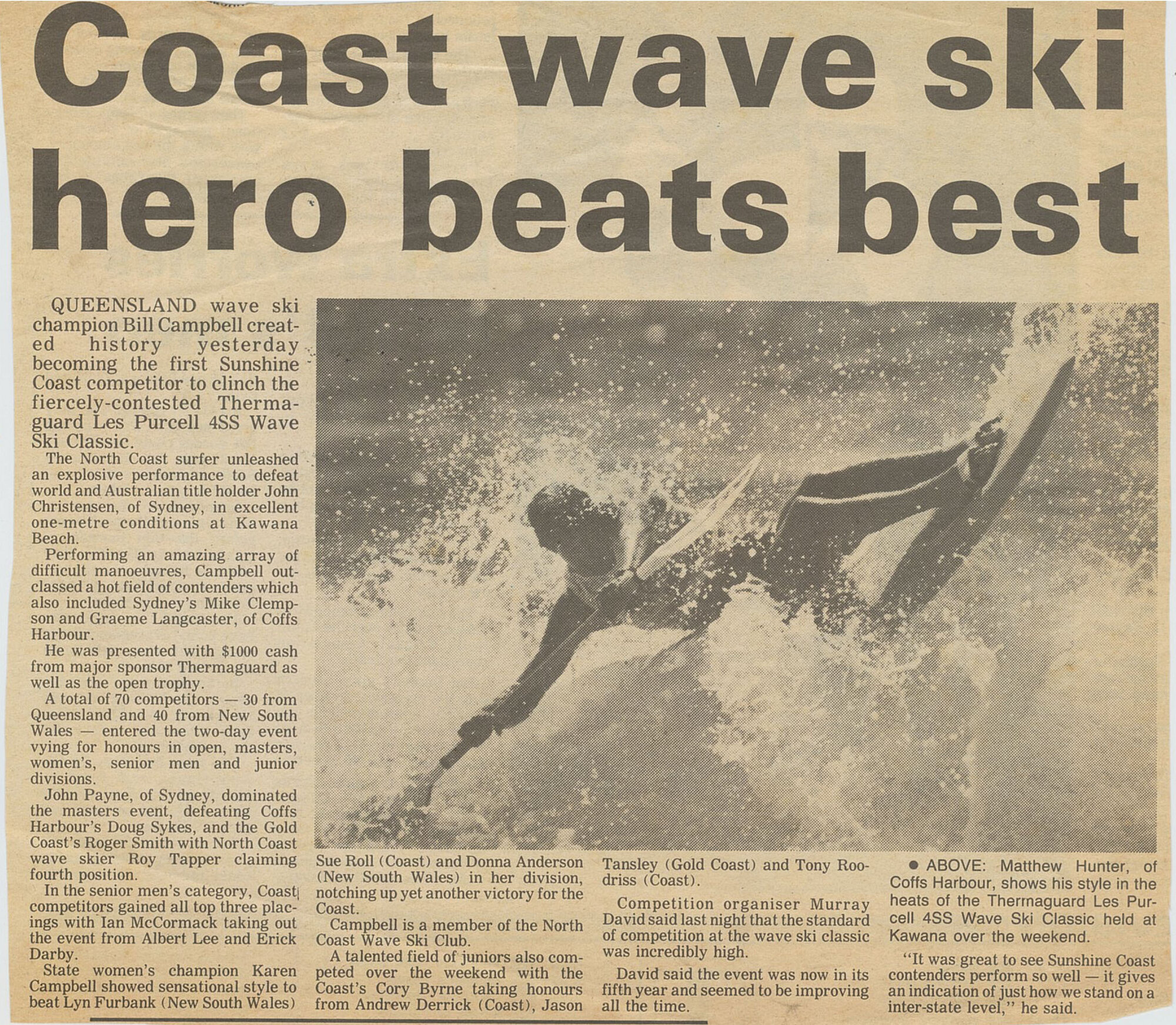 Bill Campbell wins surf ski competition