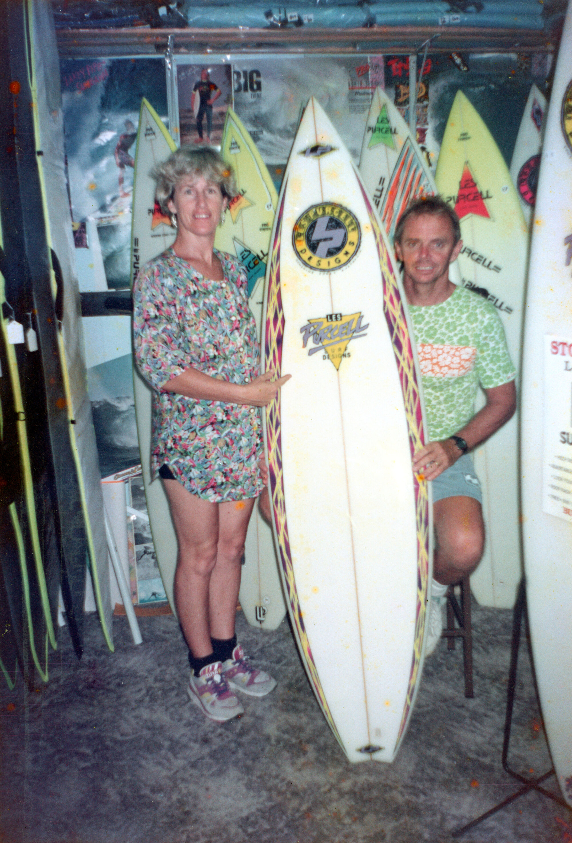 Fay and Les in the showroom, ca 1980s