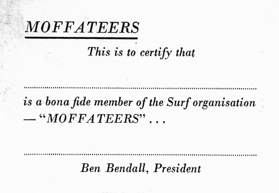 The Moffateers membership form