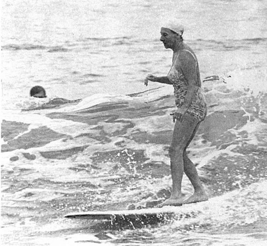 Ma Bendall surfing, Caloundra