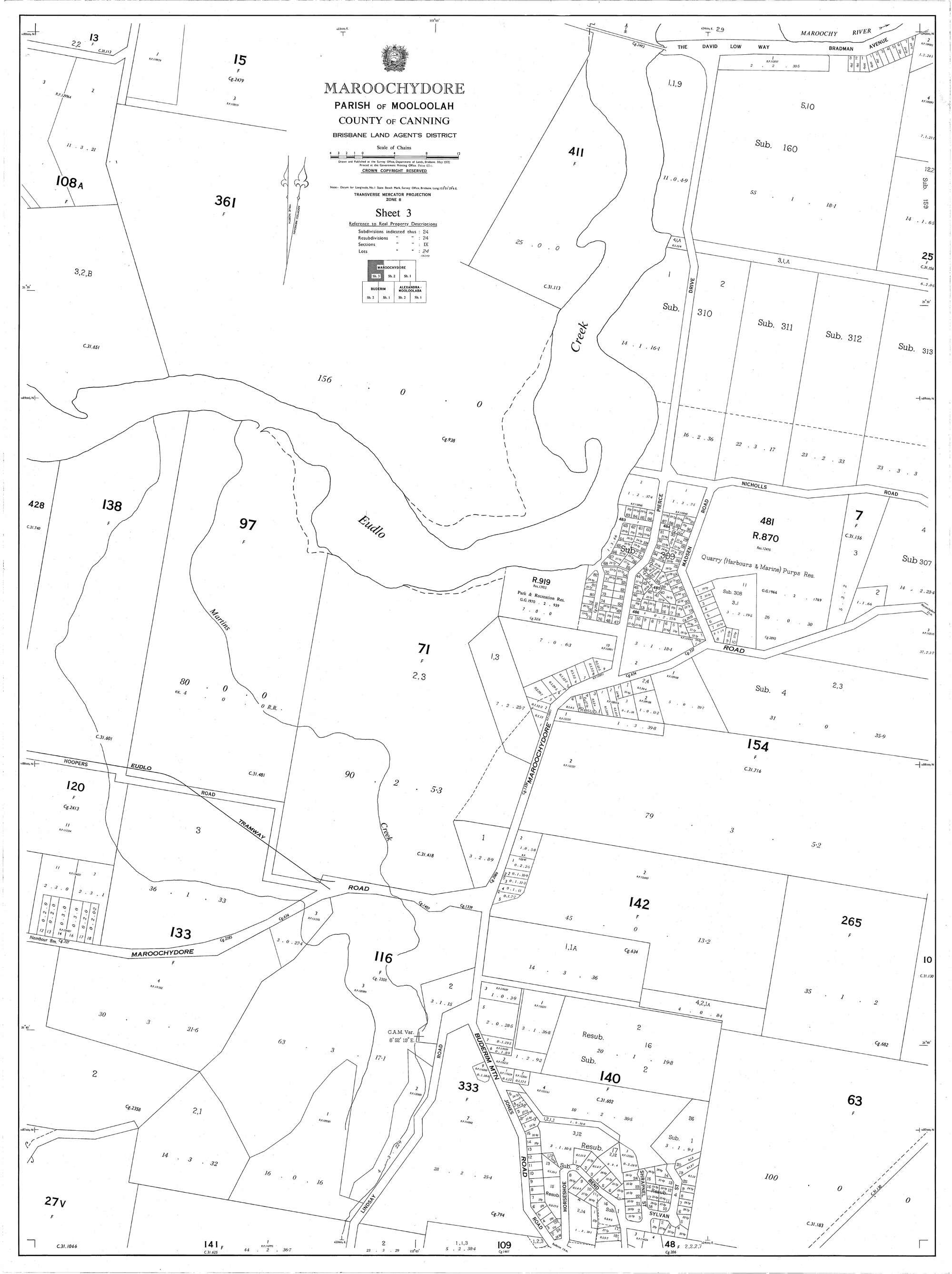 Maroochydore - Parish of Mooloolah - County of Canning - Sheet 3 May 1972