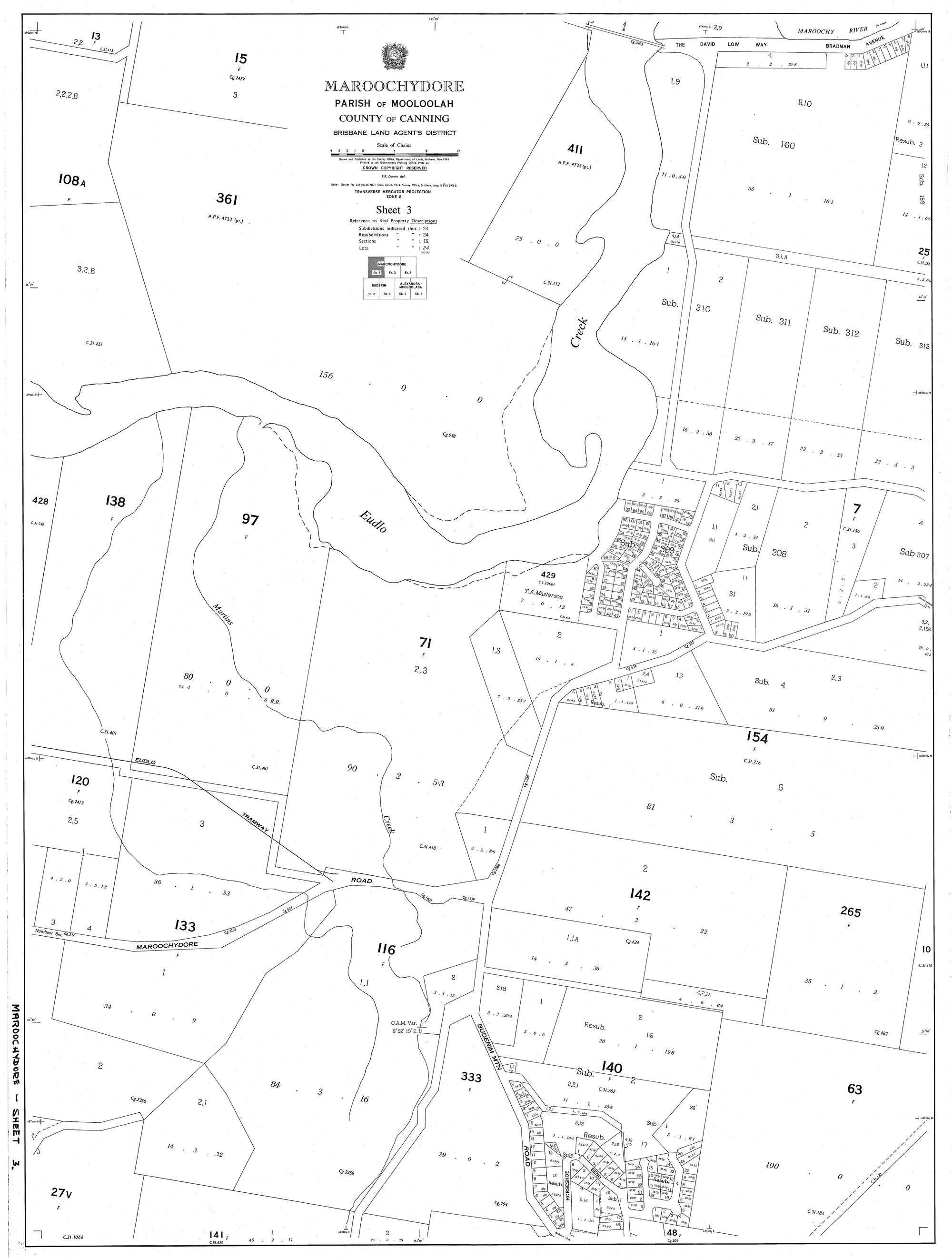 Maroochydore - Parish of Mooloolah - County of Canning - Sheet 3 November 1965