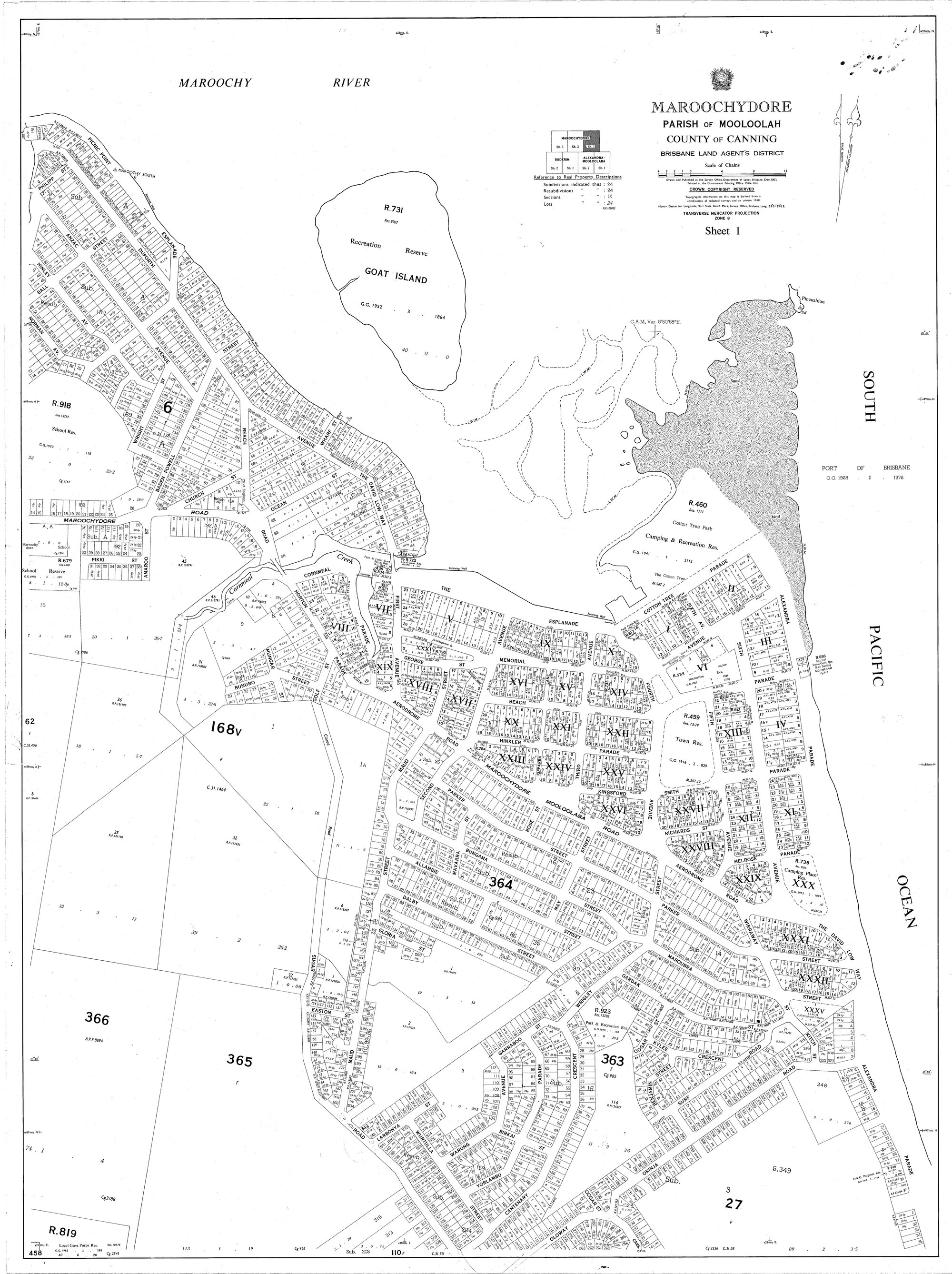 Maroochydore - Parish of Mooloolah - County of Canning - Sheet 1 December 1971
