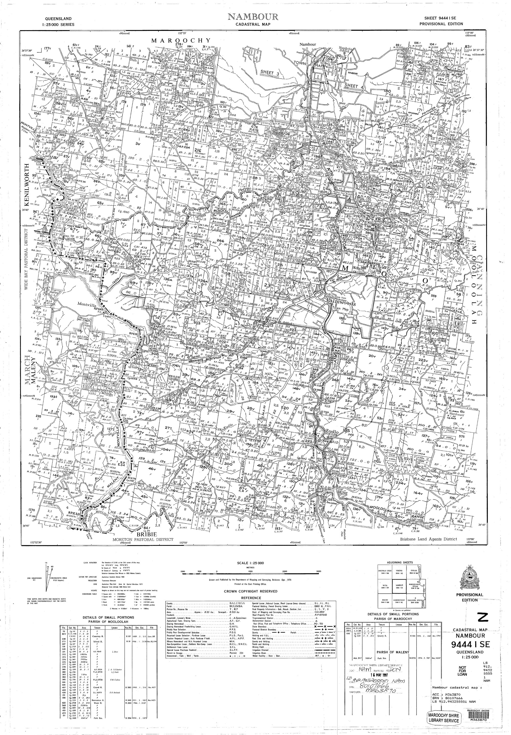 Nambour - Cadastral Map April 1976