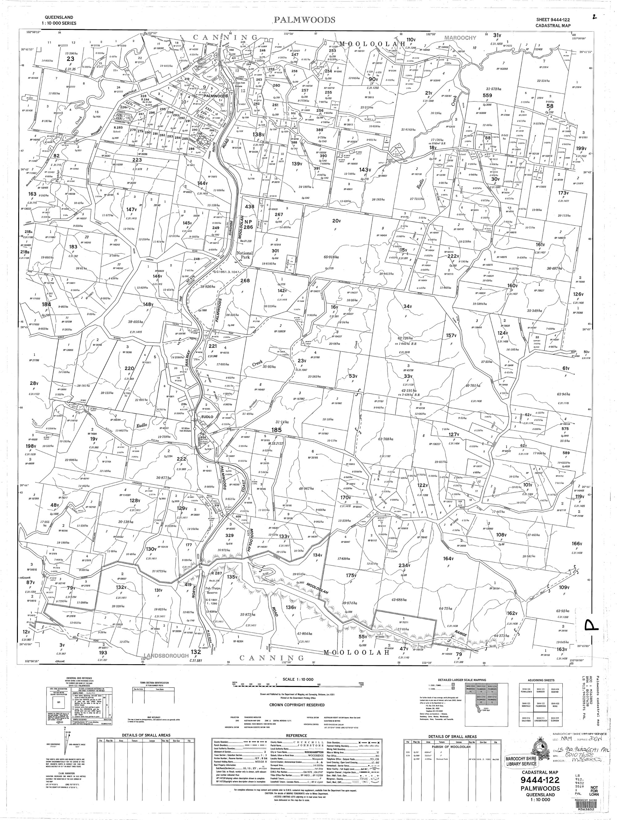 Palmwoods - Cadastral Map - January 1981
