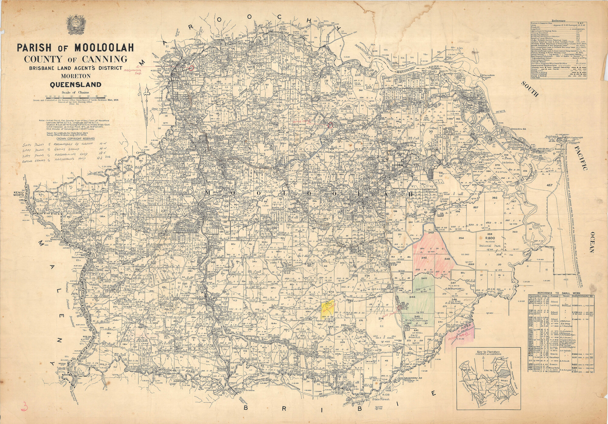 Parish of Mooloolah - County of Canning March 1964 (annotated) 