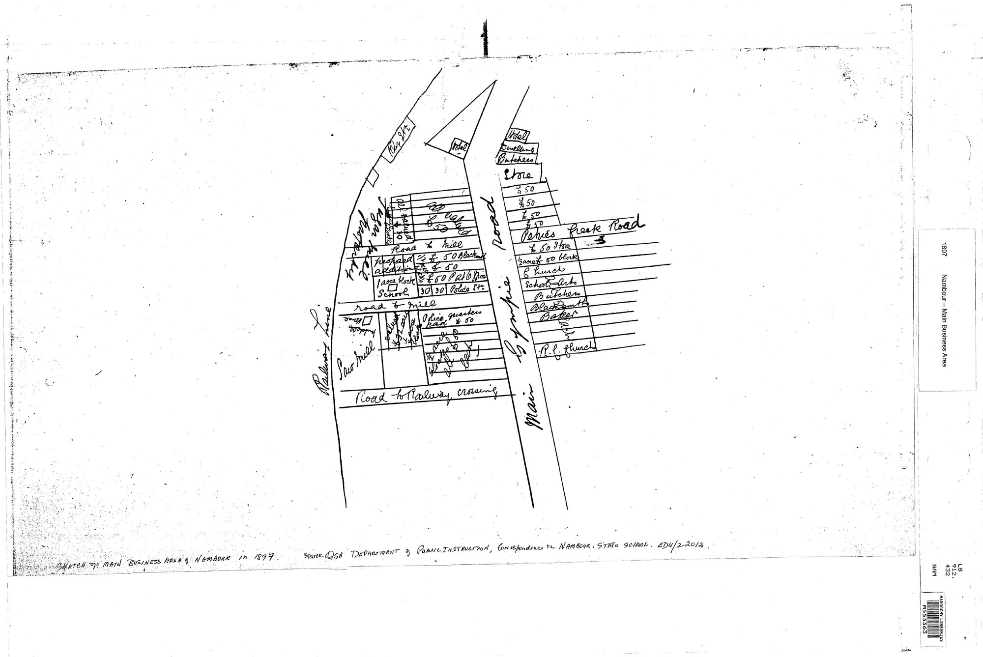 Sketch of Main Business Area of Nambour - 1897
