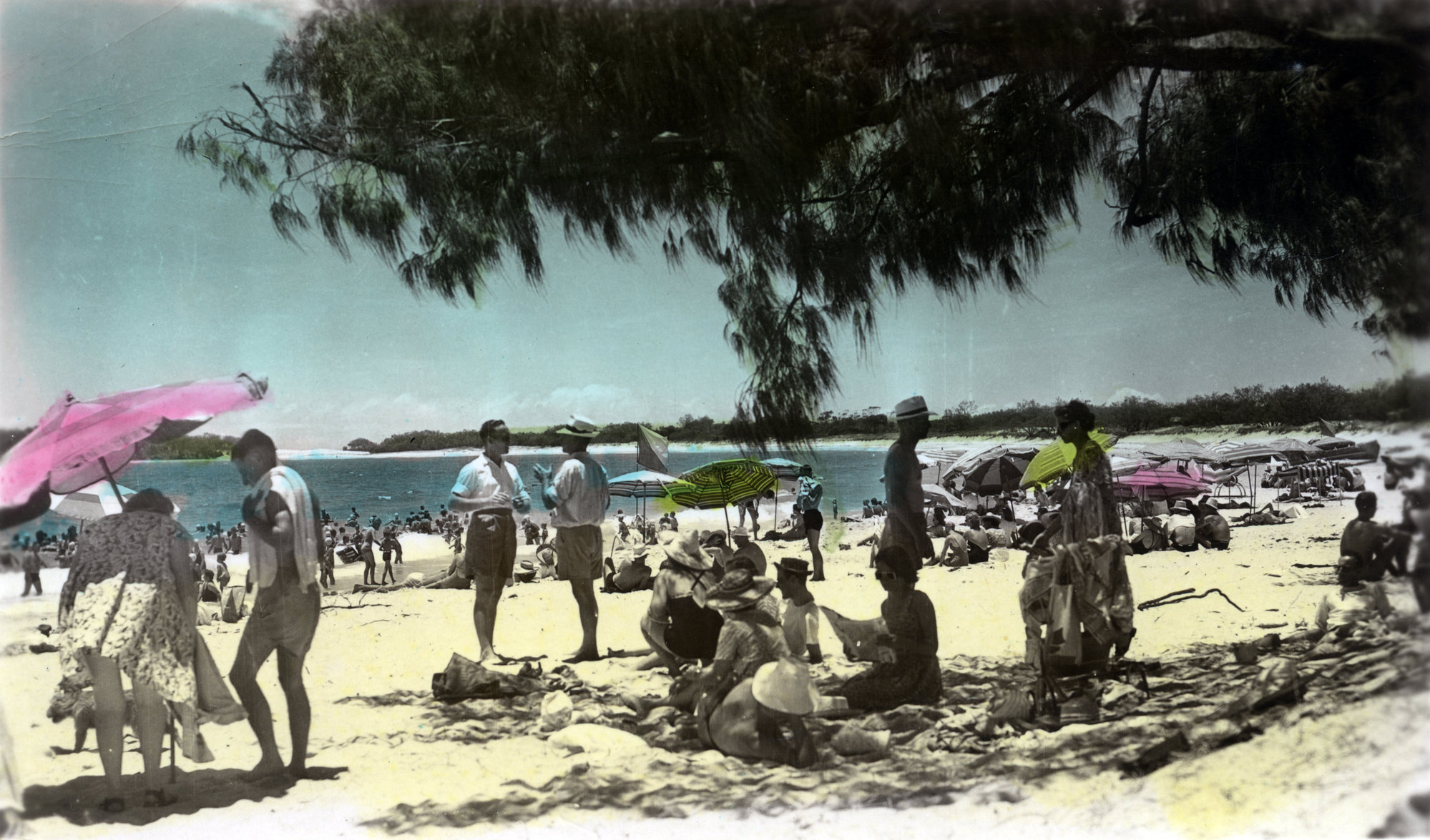 Holiday crowds on the foreshore of Mooloolaba Beach