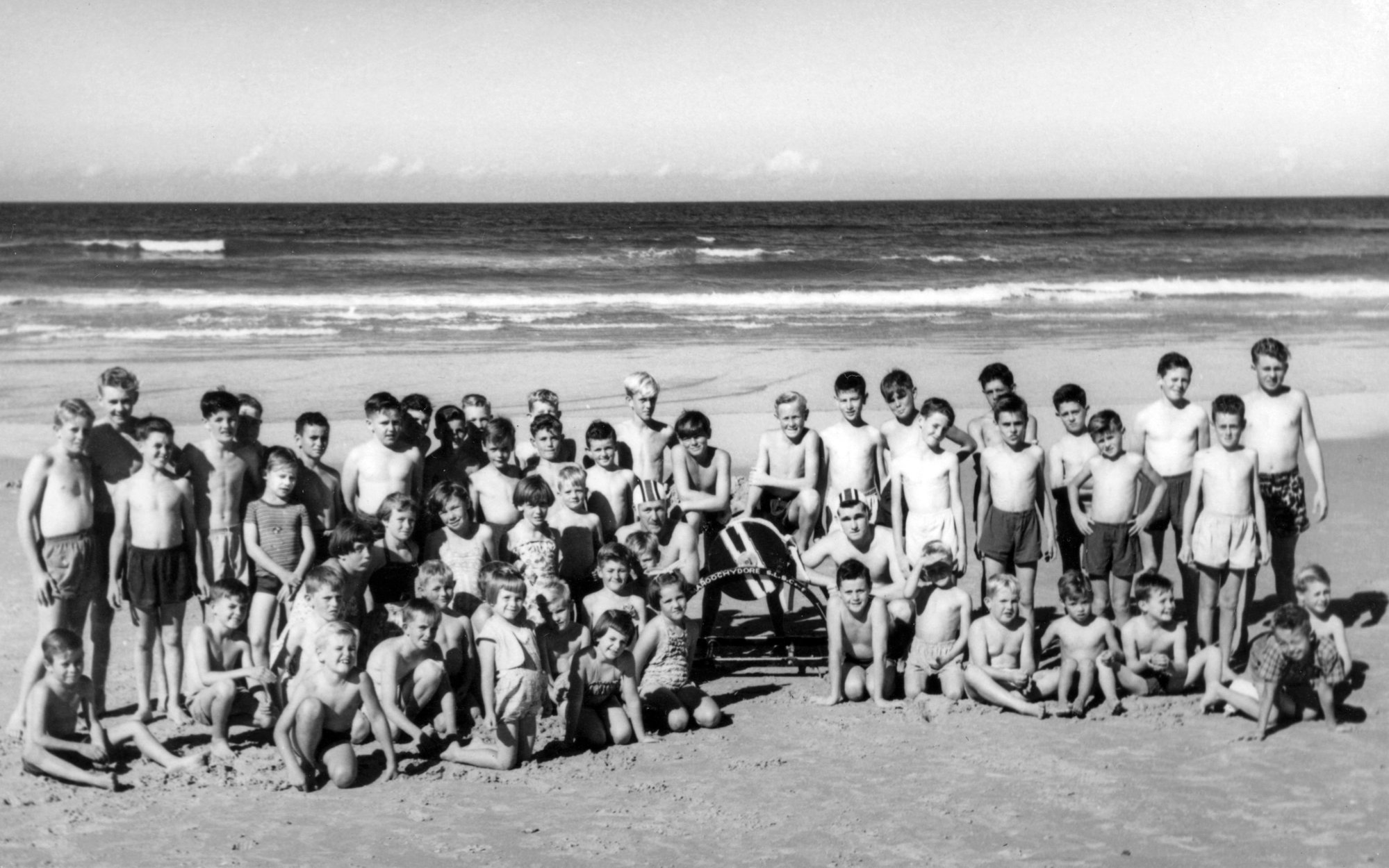 Maroochydore S.L.S.C. members hosting children from the Margaret Marr Memorial Home in Wynnum