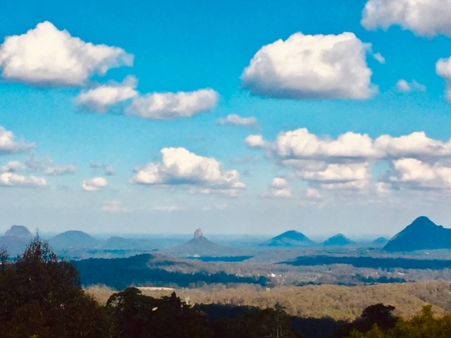 Another beautiful day on the range; Glasshouse mountain view from Mary Caincross