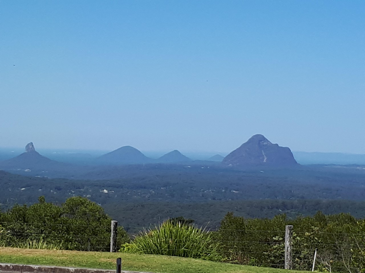 Glasshouse Mountains from Mary Cairncross Park 26082019