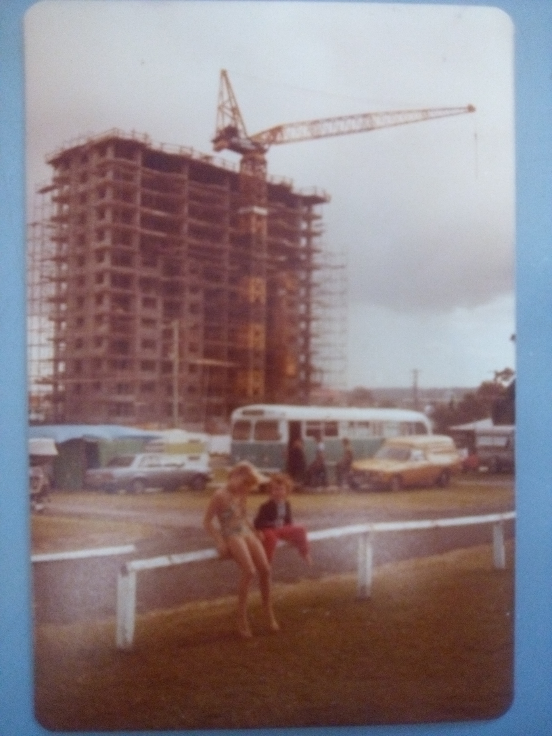 Mooloolaba Beach Caravan Park 1982. Newport being built in background