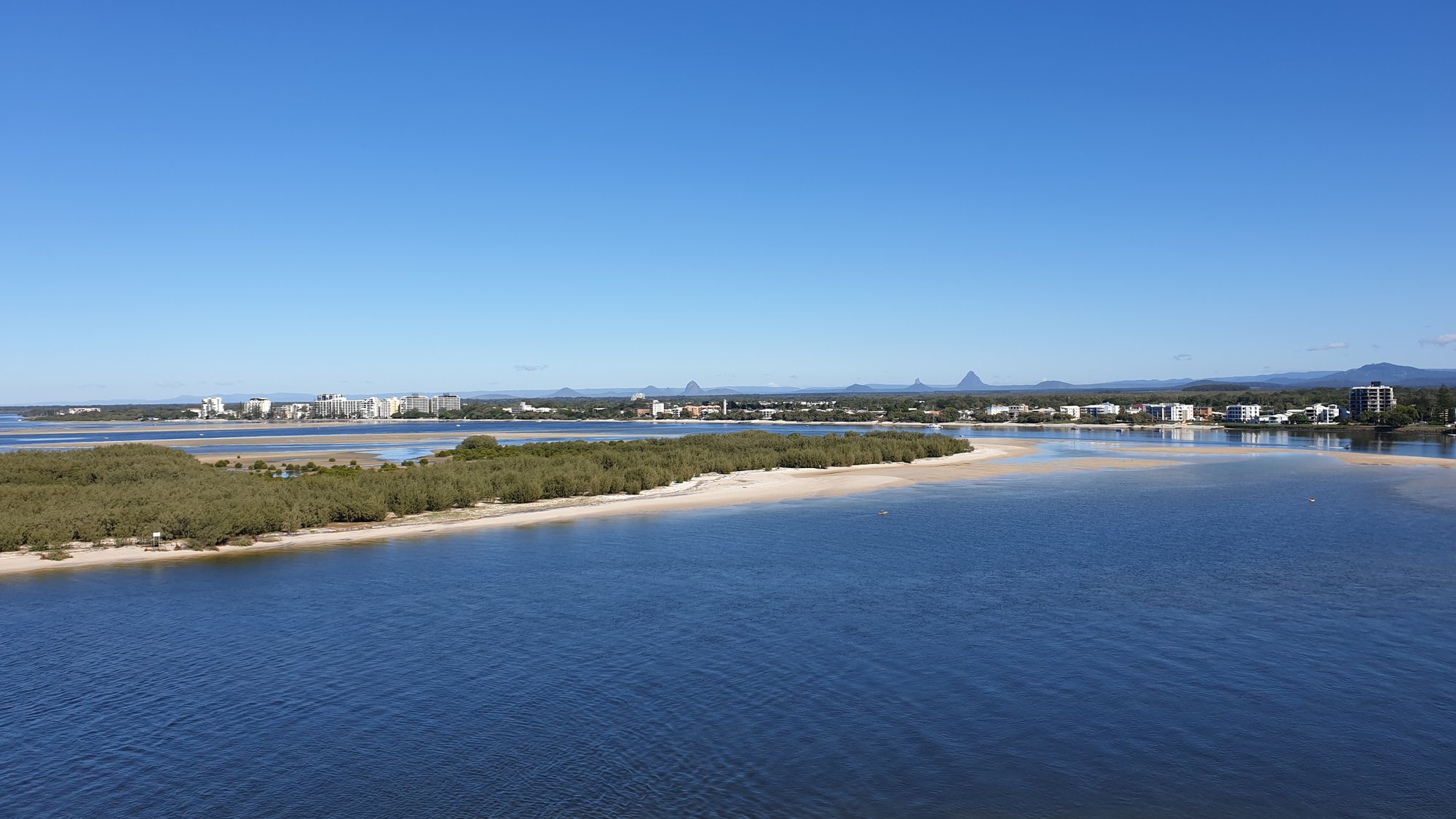 View from ferris wheel over Pumicestone Passage