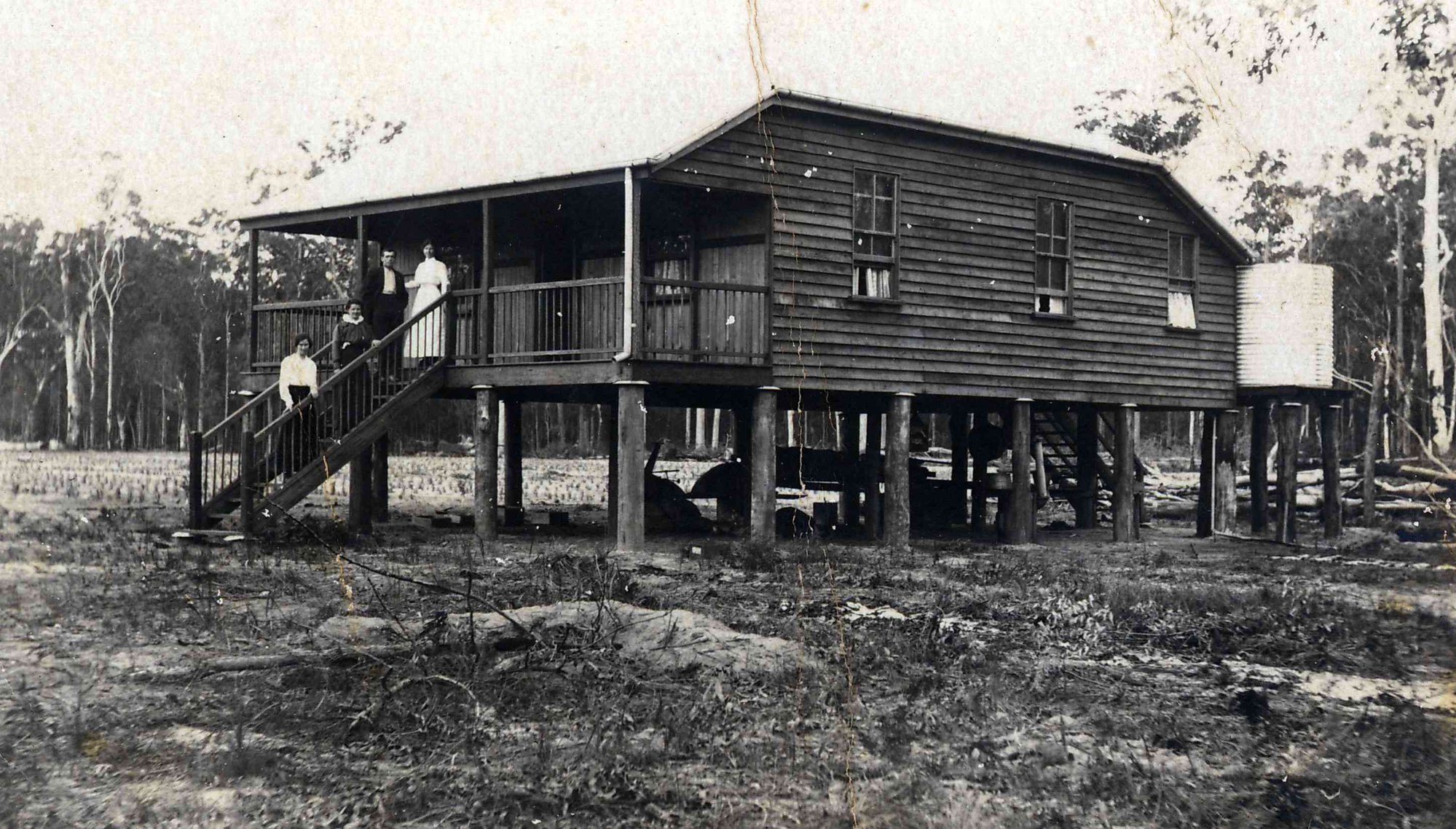 Mabel Luke, Amelia (Emily) Luke and Jack and Belle Scargill. Soldiers Settlement Beerburrum.