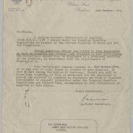 Department of Health and Home Affairs letter enclosing Certificate of Approval