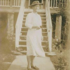 Belle (Isabella) Scargill. Front path Sunny Brae after retirement