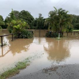 Flooded Jubilee Drive, Palmwoods. February 2022.