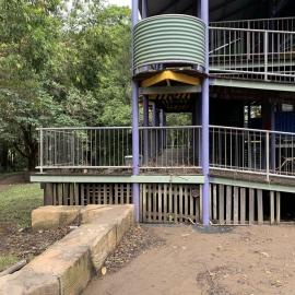 Flood debris on the playground at Quota Park, Nambour. February 2022