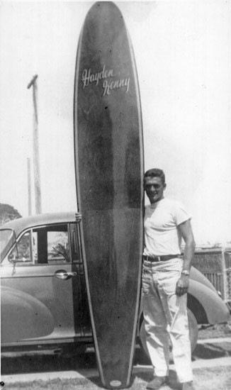 Hayden and his surfboard